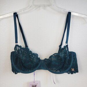 NWT Savage X Fenty Bra 36D Green Lace Unlined New Lingerie